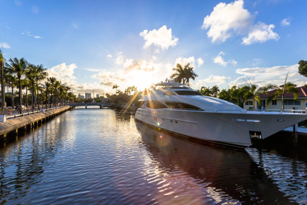 Fort Lauderdale canals in Las Olas Boulevard, Florida, USA